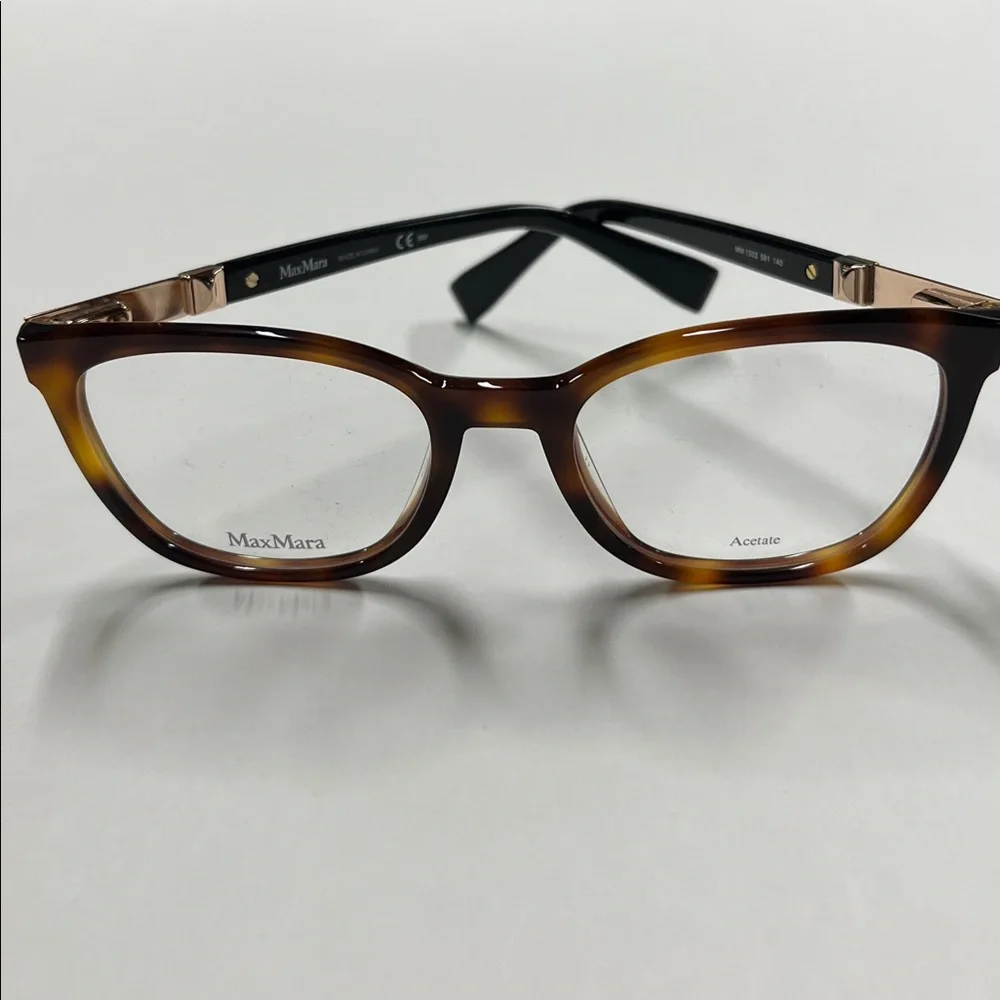 MAXMARA NWOT Women's Tortoise Modern Square 58-140 Springe Hinge Eyeglass Frame